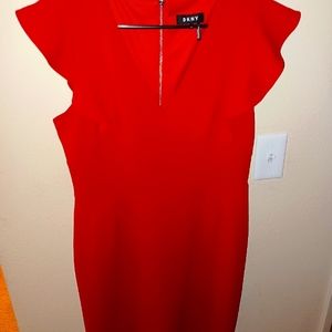 Above the knee sexy red fitter DKNY dress